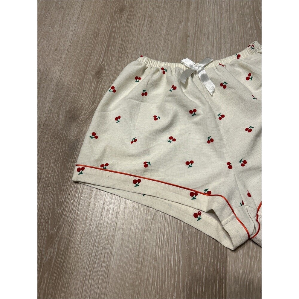 Cherry Pajama Shorts With Elastic Waistband And Bow Sz Medium - Picture 2 of 7